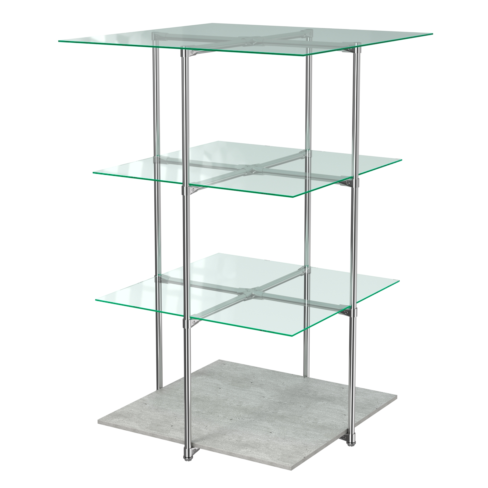 Торговый стенд Экспозиция с полками №1 (с тремя стеклянными полками 6 мм) Метрополитан Грей