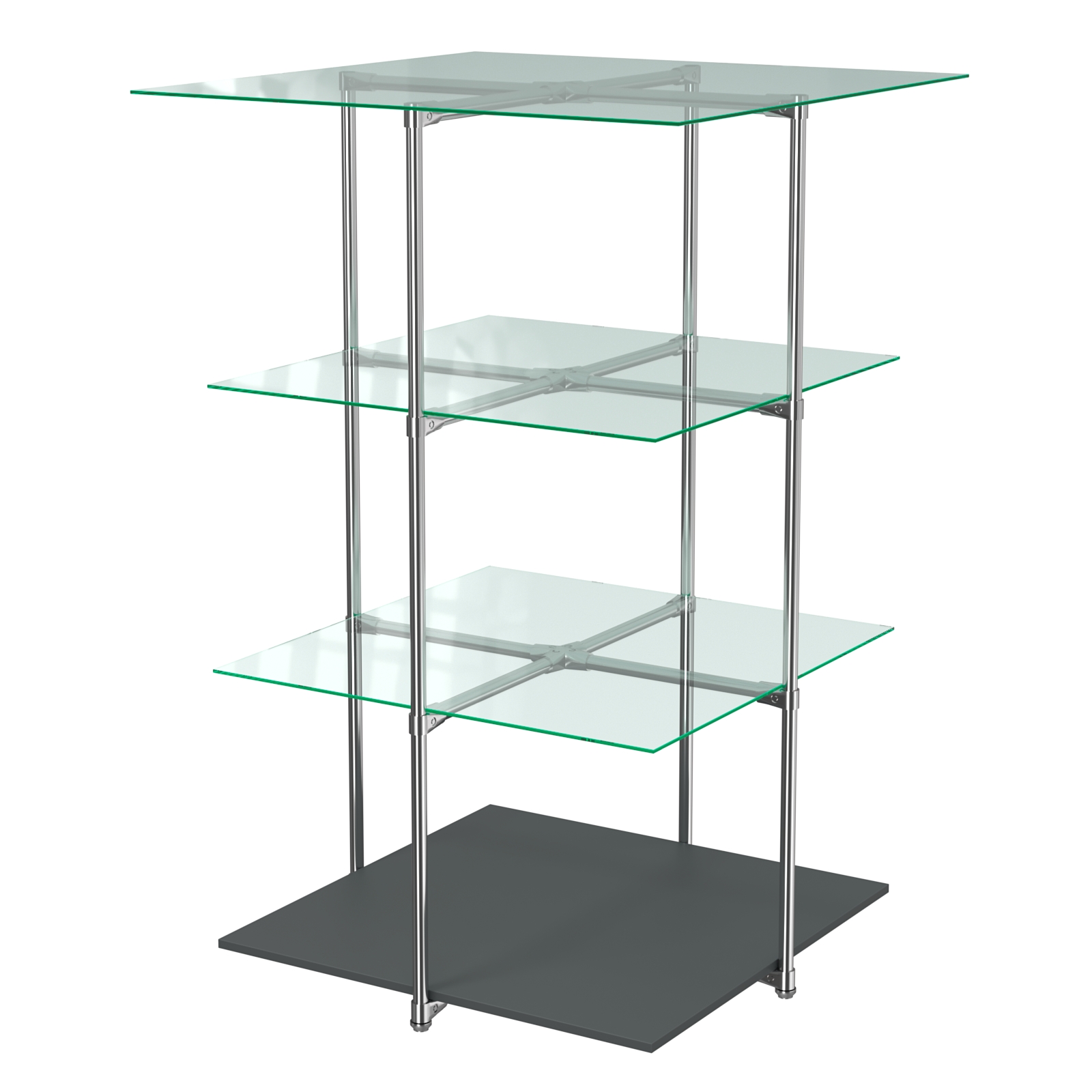 Торговый стенд Экспозиция с полками №1 (с тремя стеклянными полками 6 мм) Антрацит