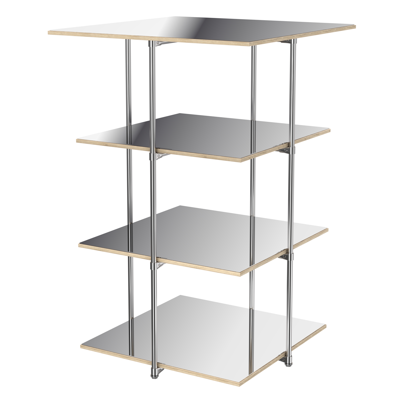 Торговый стенд Экспозиция с полками №4 (с тремя зеркальными полками) Дуб Сонома