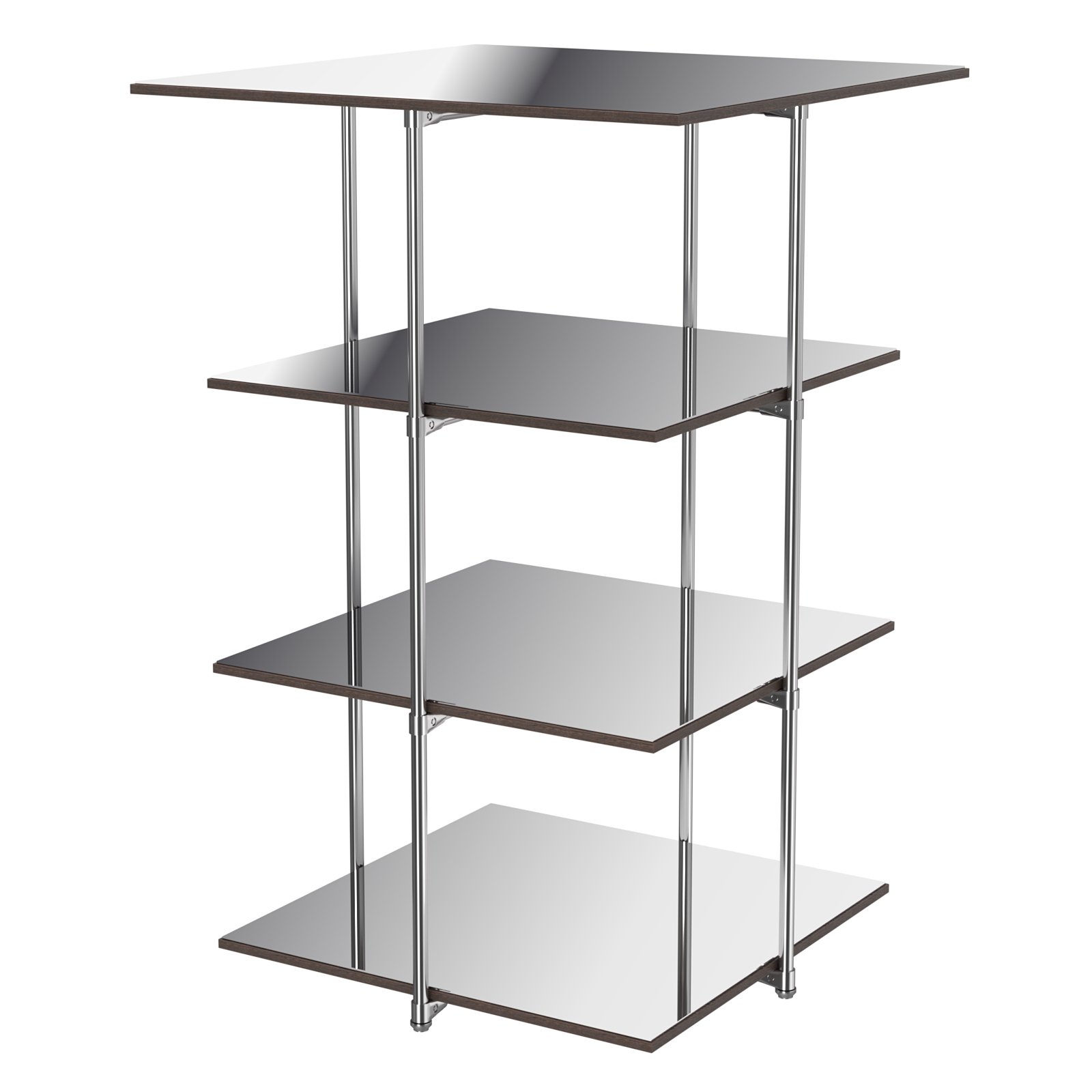 Торговый стенд Экспозиция с полками №4 (с тремя зеркальными полками) Дуб Венге