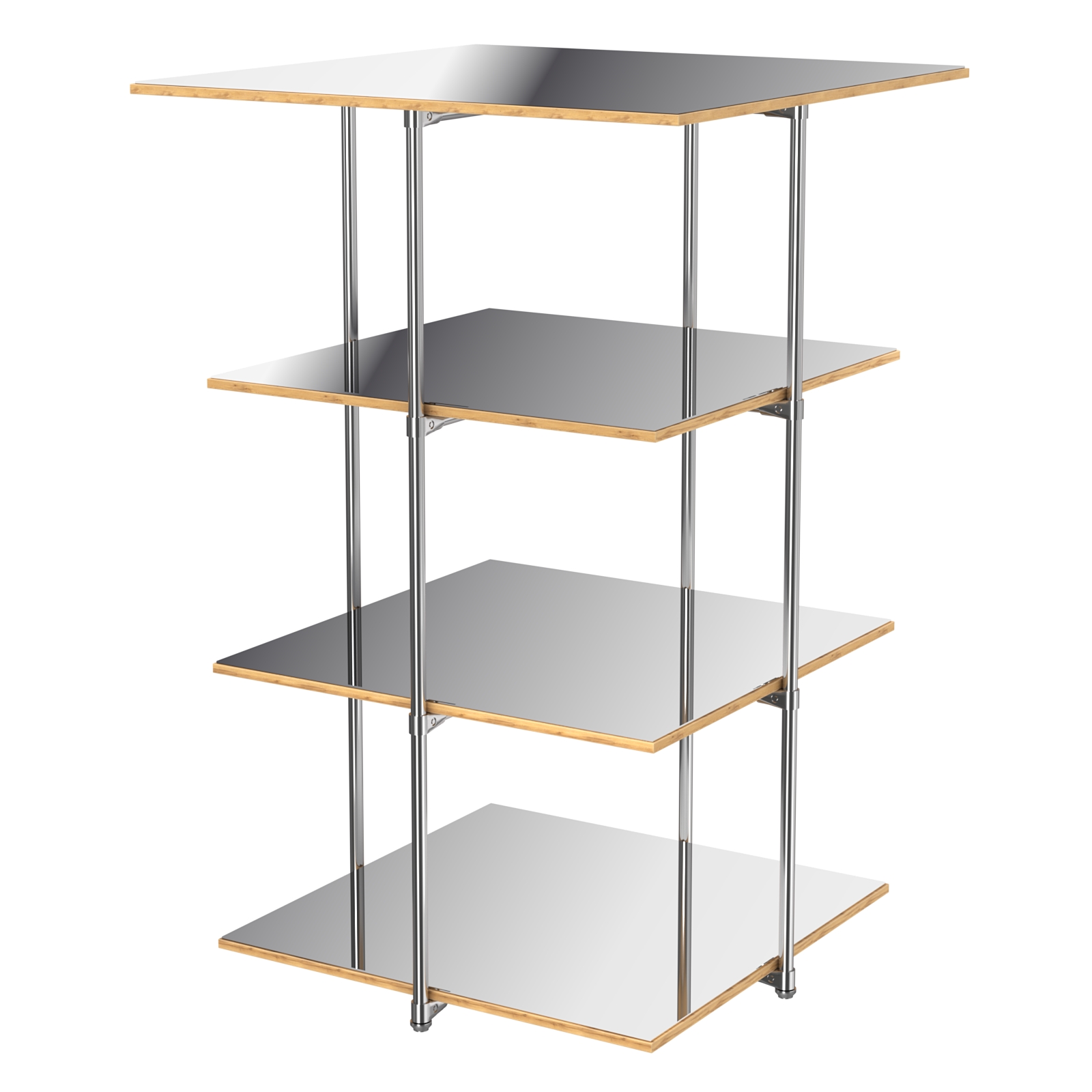 Торговый стенд Экспозиция с полками №4 (с тремя зеркальными полками) Дуб Золотистый