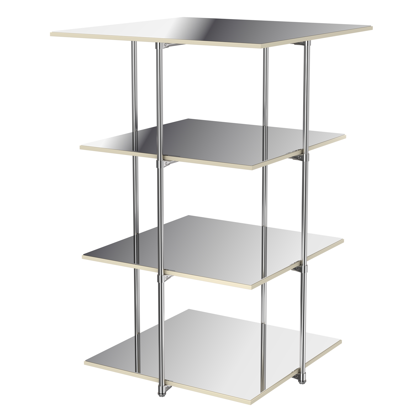 Торговый стенд Экспозиция с полками №4 (с тремя зеркальными полками) Крем Вайс