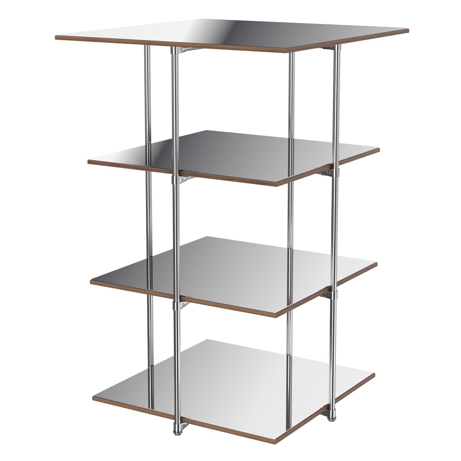 Торговый стенд Экспозиция с полками №4 (с тремя зеркальными полками) Орех