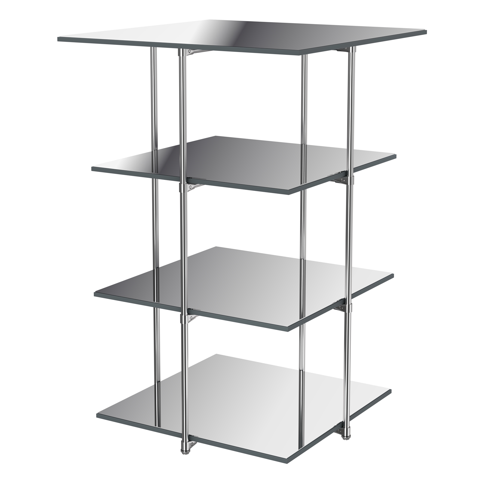 Торговый стенд Экспозиция с полками №4 (с тремя зеркальными полками) Темно-Серый