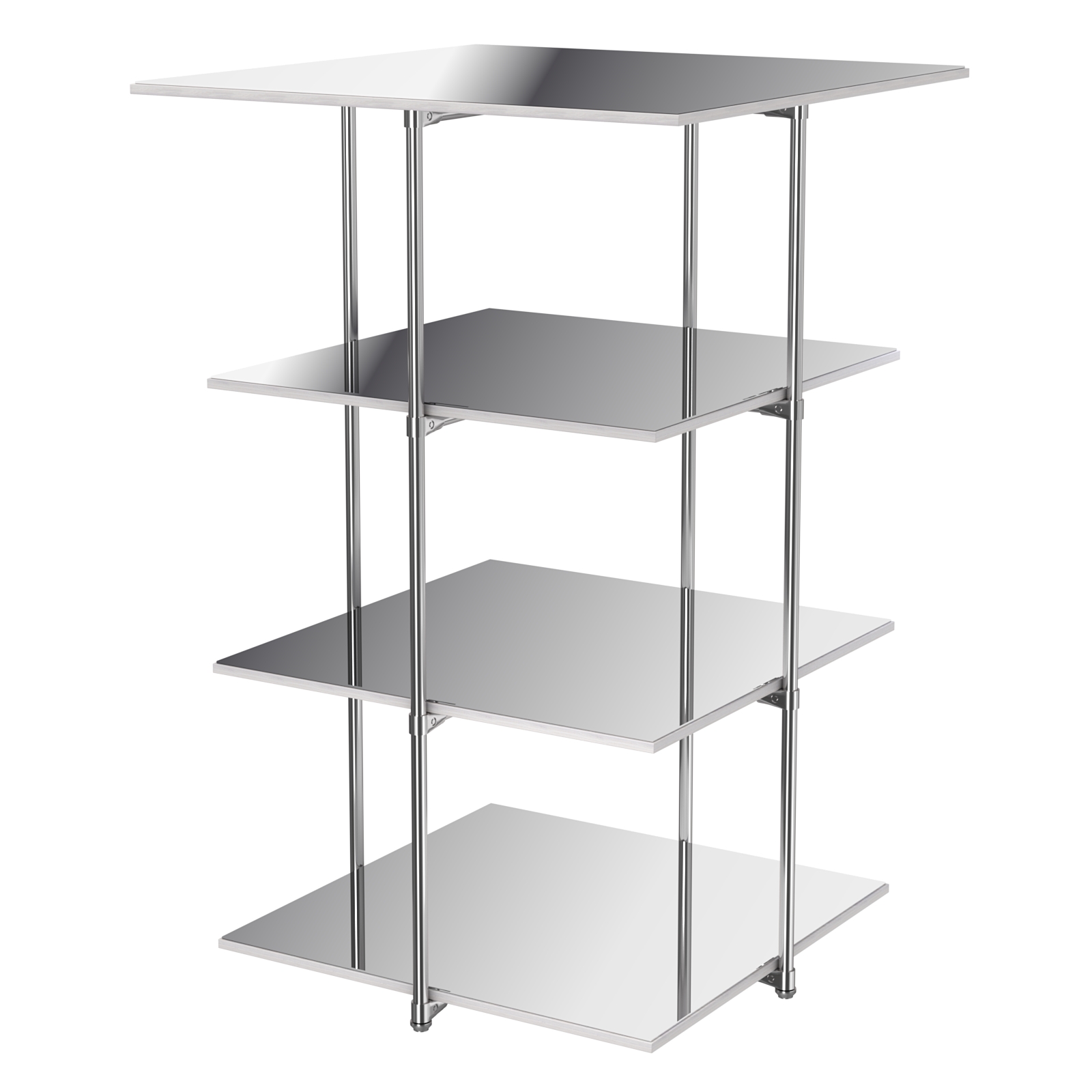 Торговый стенд Экспозиция с полками №4 (с тремя зеркальными полками) Ясень Анкор светлый