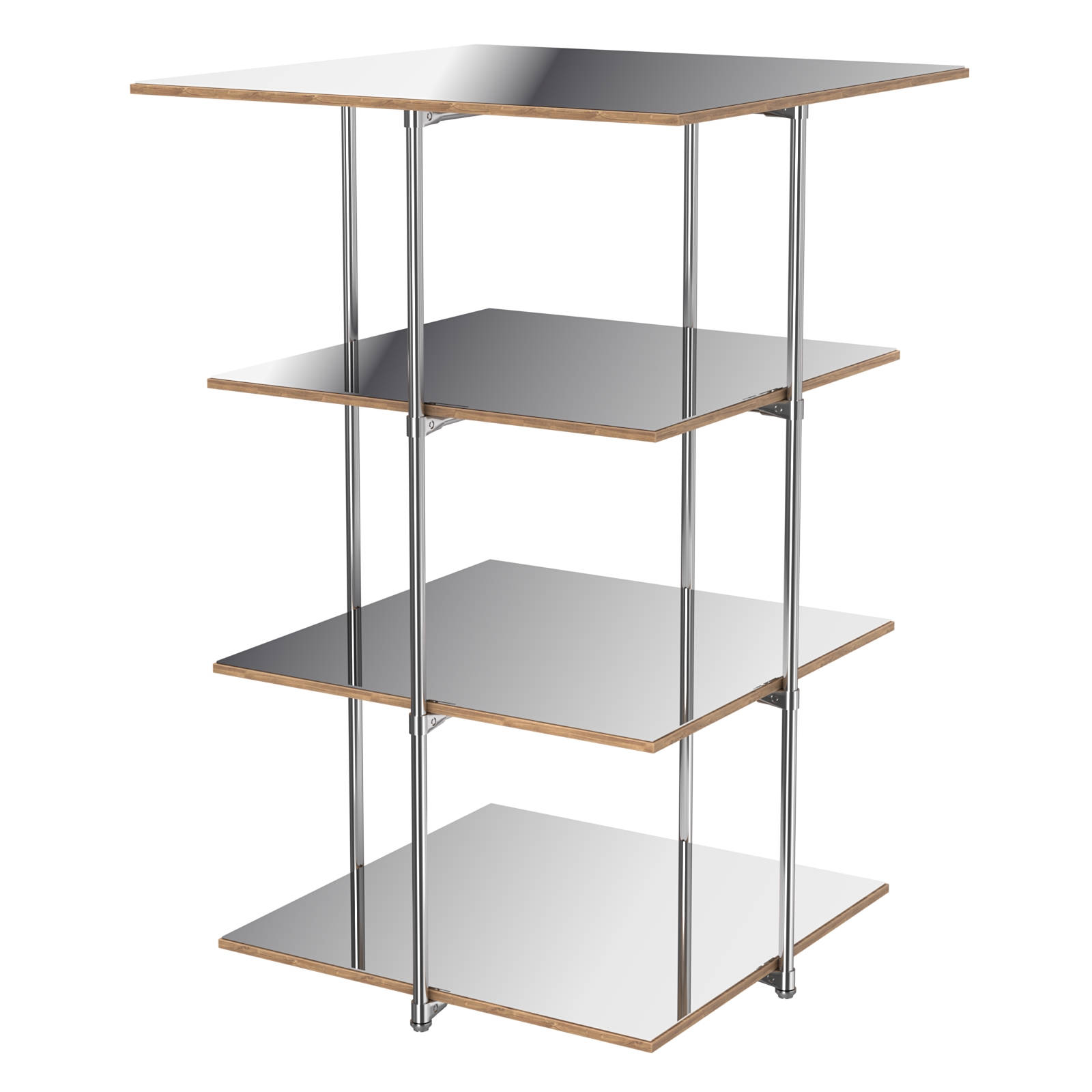 Торговый стенд Экспозиция с полками №4 (с тремя зеркальными полками) Дуб Канзас коричневый