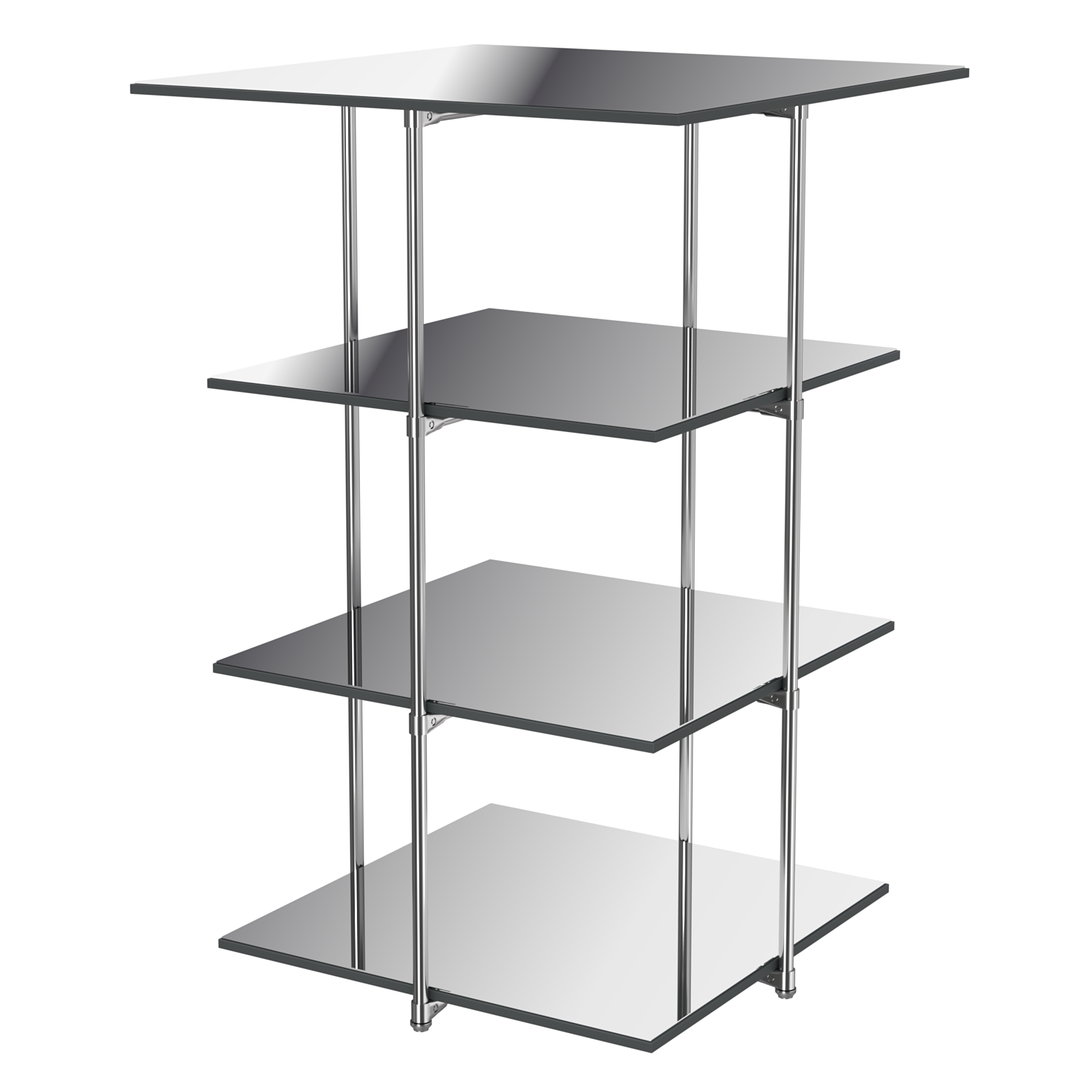 Торговый стенд Экспозиция с полками №4 (с тремя зеркальными полками) Антрацит