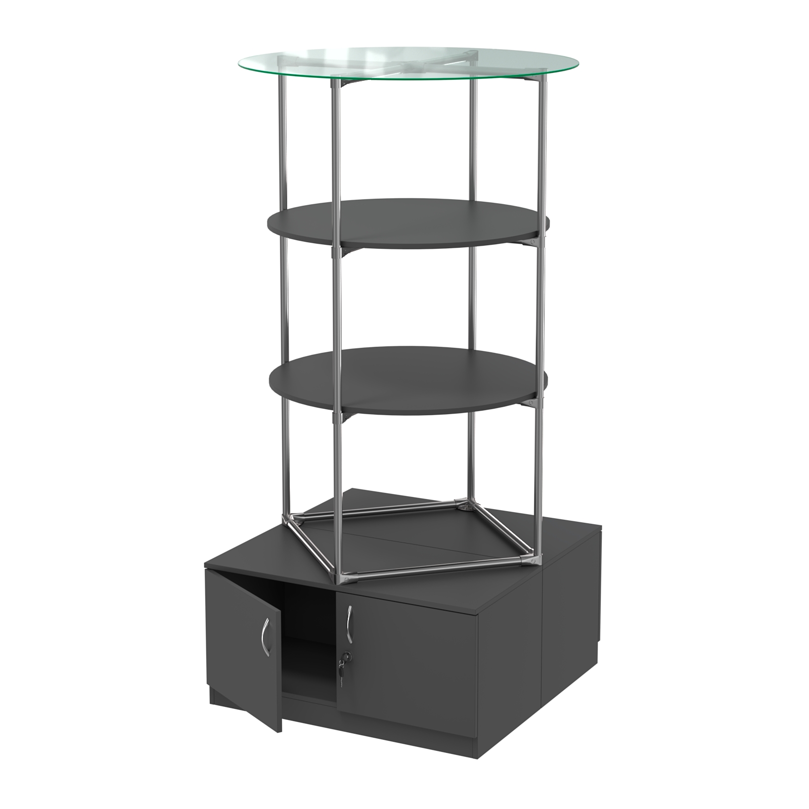 Торговые стенды СФЕРА с полками и тумбами №3 (с двумя полками ДСП 16мм) Черный