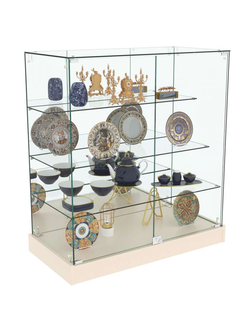 Торговый пристенный прилавок Зеркало на подставке №103 (закрытый) Крем Вайс