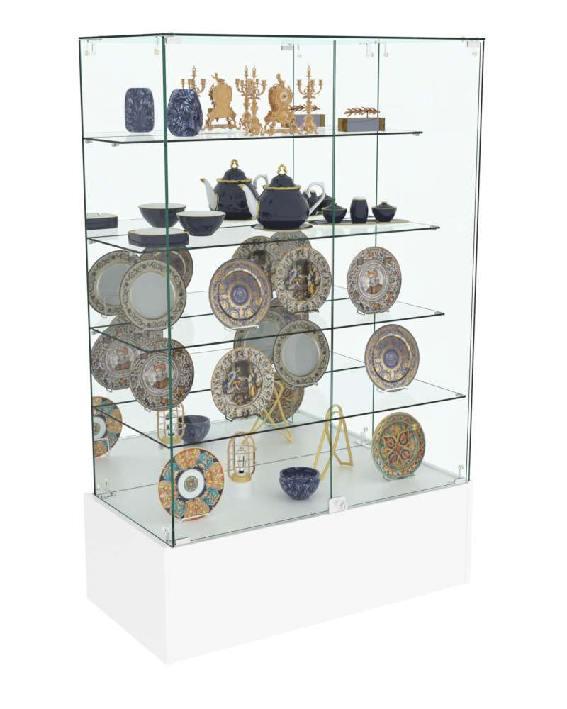 Торговый прозрачный прилавок Зеркало №305 (закрытый) Белый