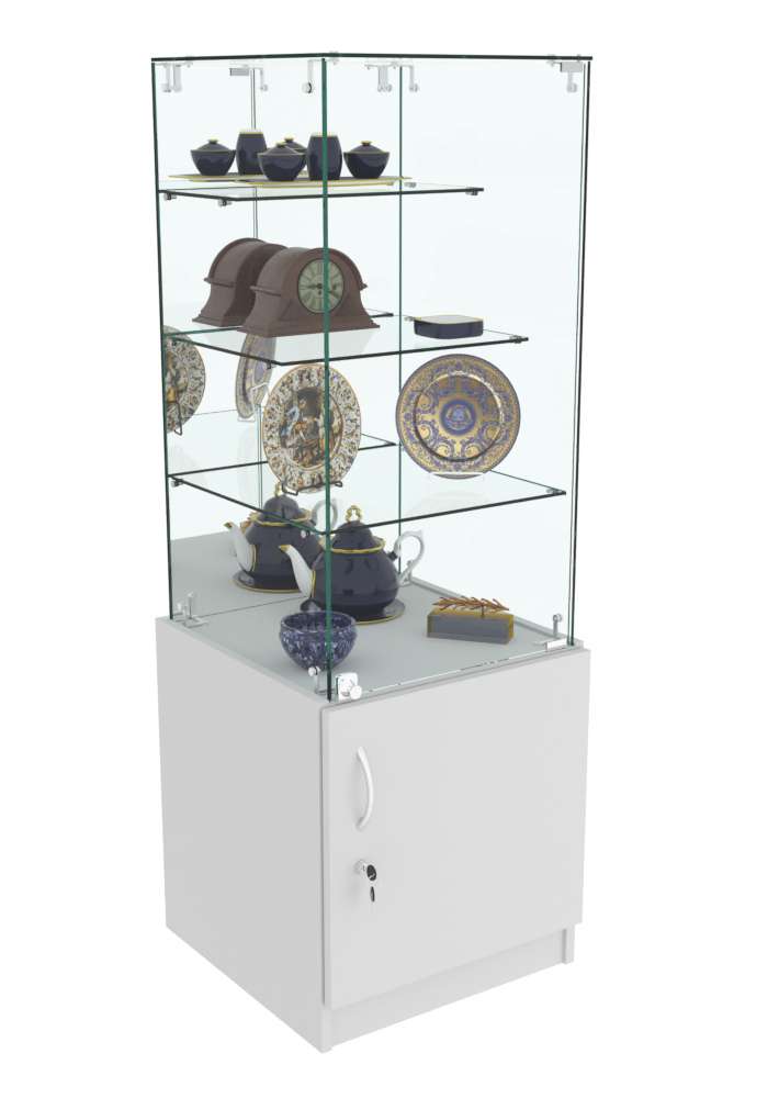 Торговый пристенный прилавок Зеркало с хромированными замками №306 (закрытый) Серый