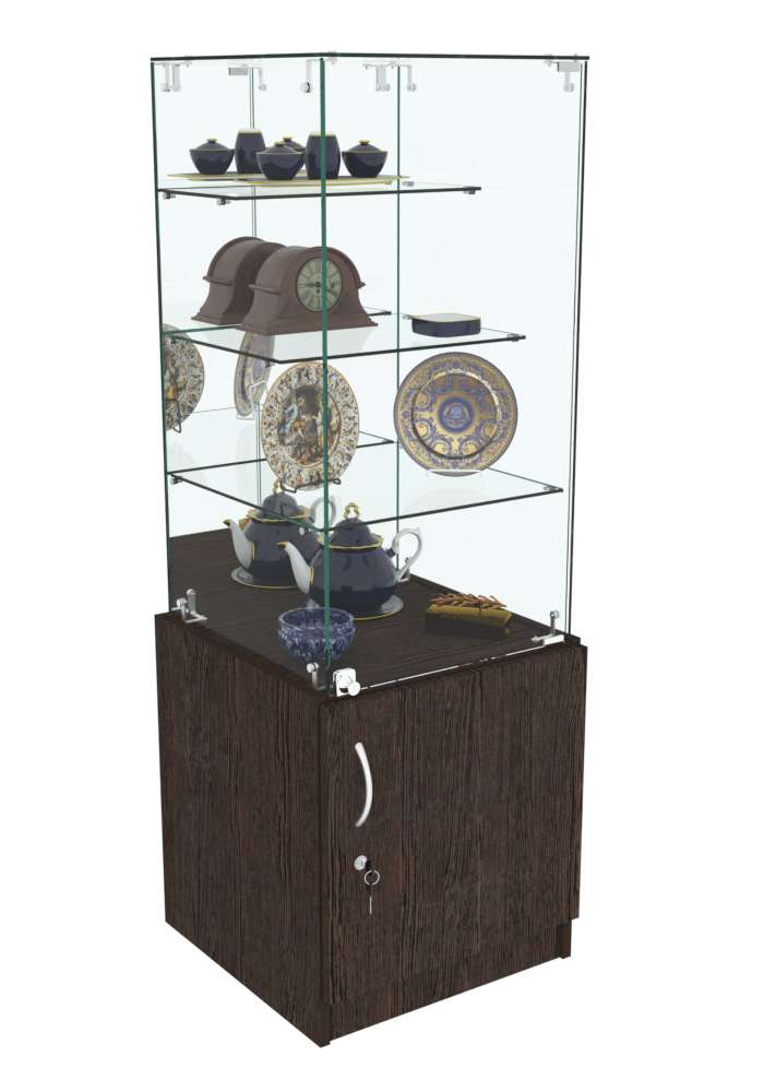 Торговый пристенный прилавок Зеркало с хромированными замками №306 (закрытый) Дуб Венге