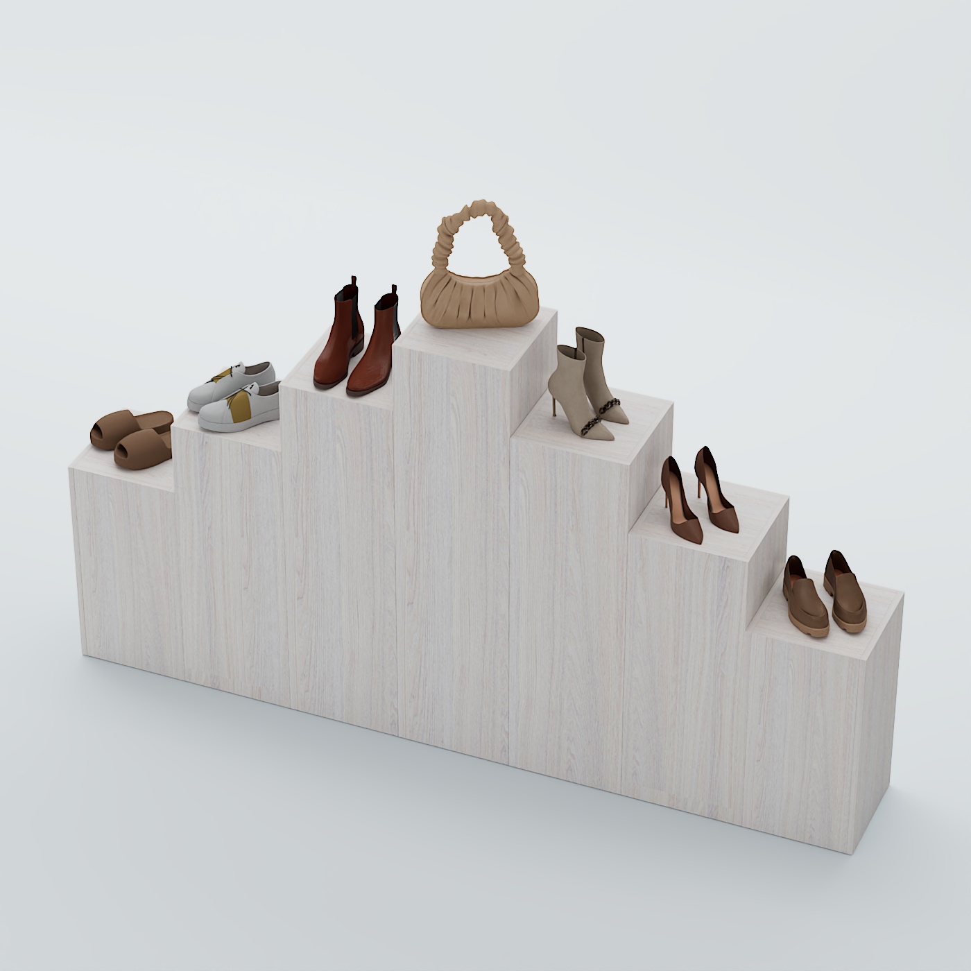 Демо-стенд Ступени-Пирамида №3 Ясень Анкор светлый