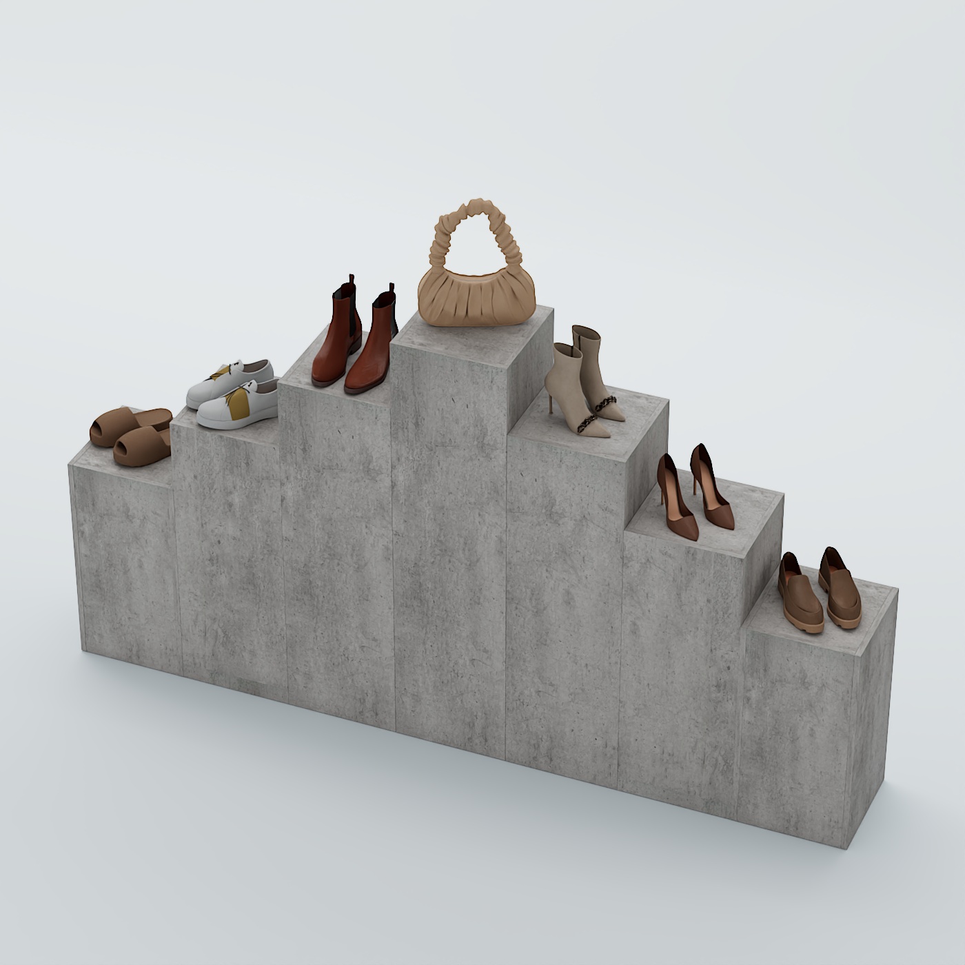 Демо-стенд Ступени-Пирамида №3 Бетон Чикаго светло-серый F186 ST9