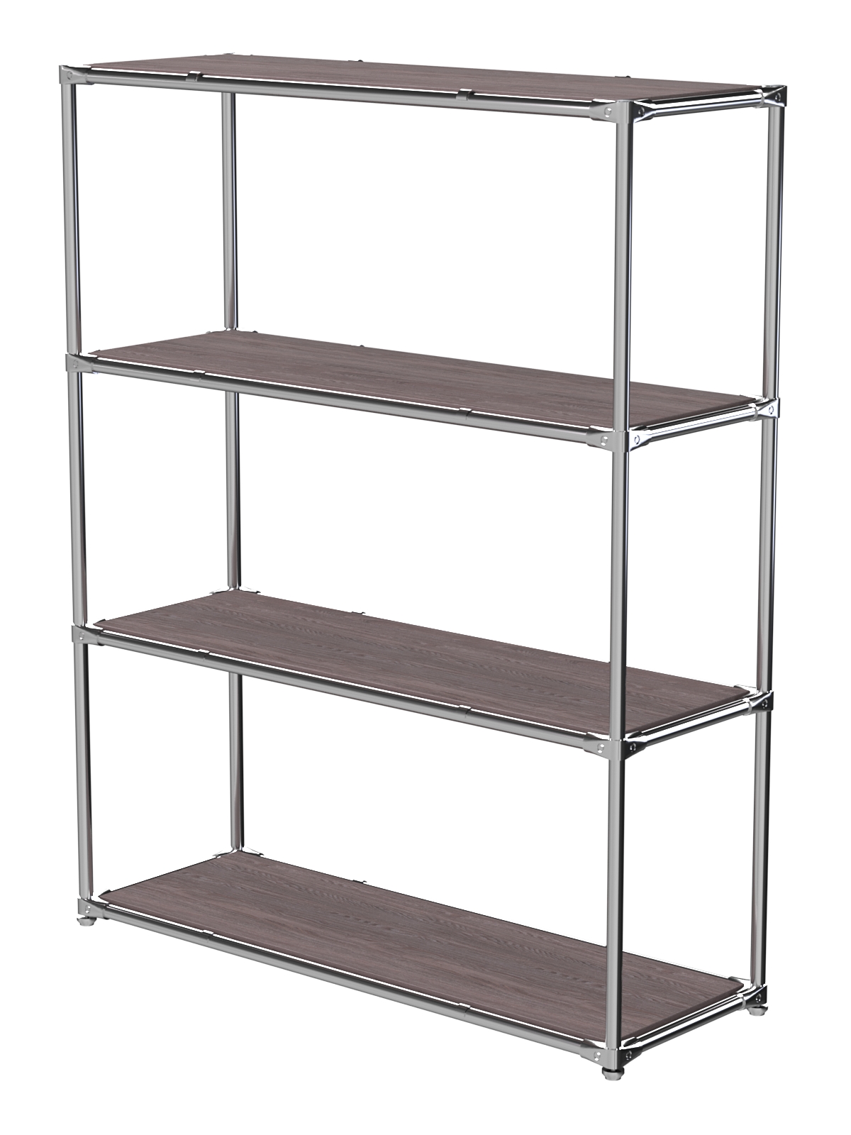 Торговый хромированный стеллаж с полками ДСП №7 Ясень Анкор темный - U31105