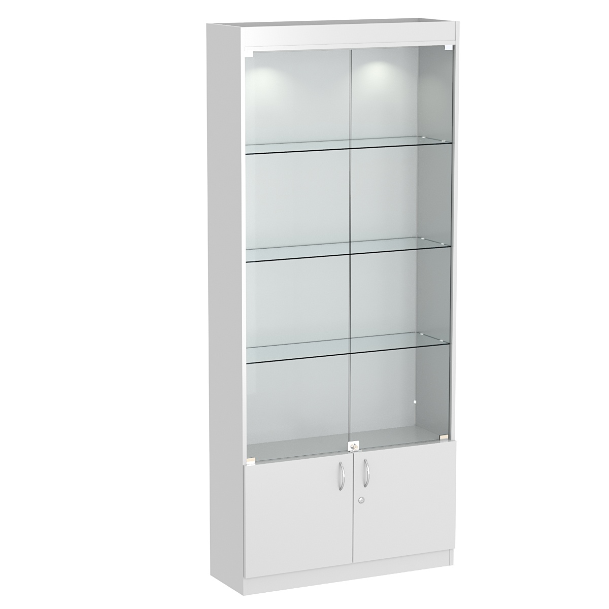 Стеклянная витрина серии Эконом № 300-1 (задняя стенка ДВП) Серый