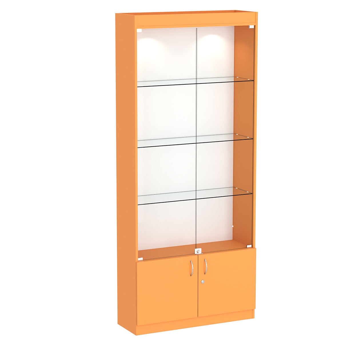 Стеклянная витрина серии Эконом № 300-1 (задняя стенка ДВП) Оранжевый 0132 BS