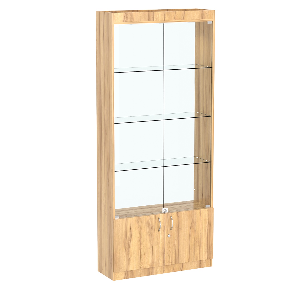 Стеклянная витрина серии Эконом № 300-2 (задняя стенка Стекло) Дуб Золотистый
