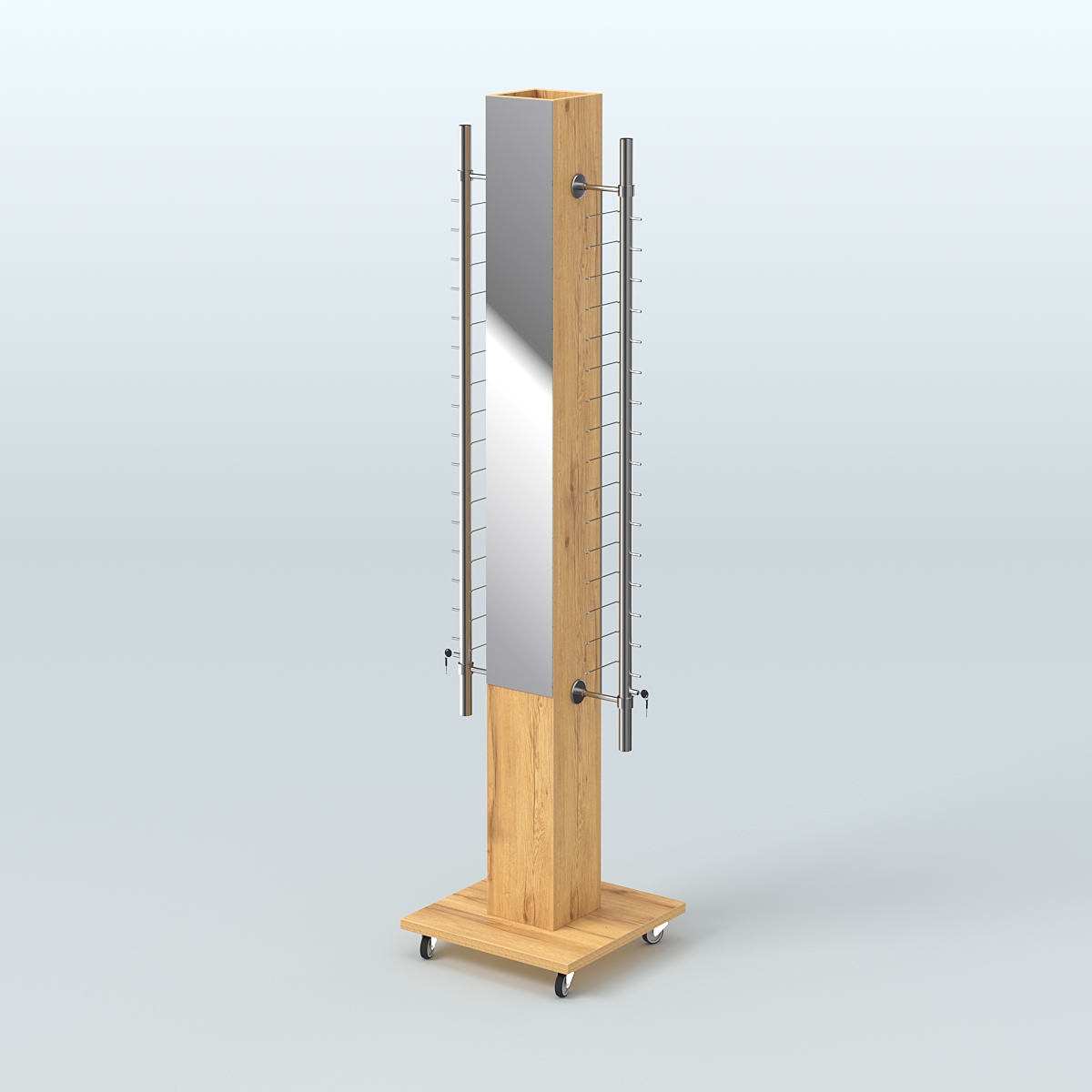 Островная торговая стойка из ДСП для продажи очков №1-D-102 закрытого типа (с торцевыми зеркалами) Дуб Золотистый