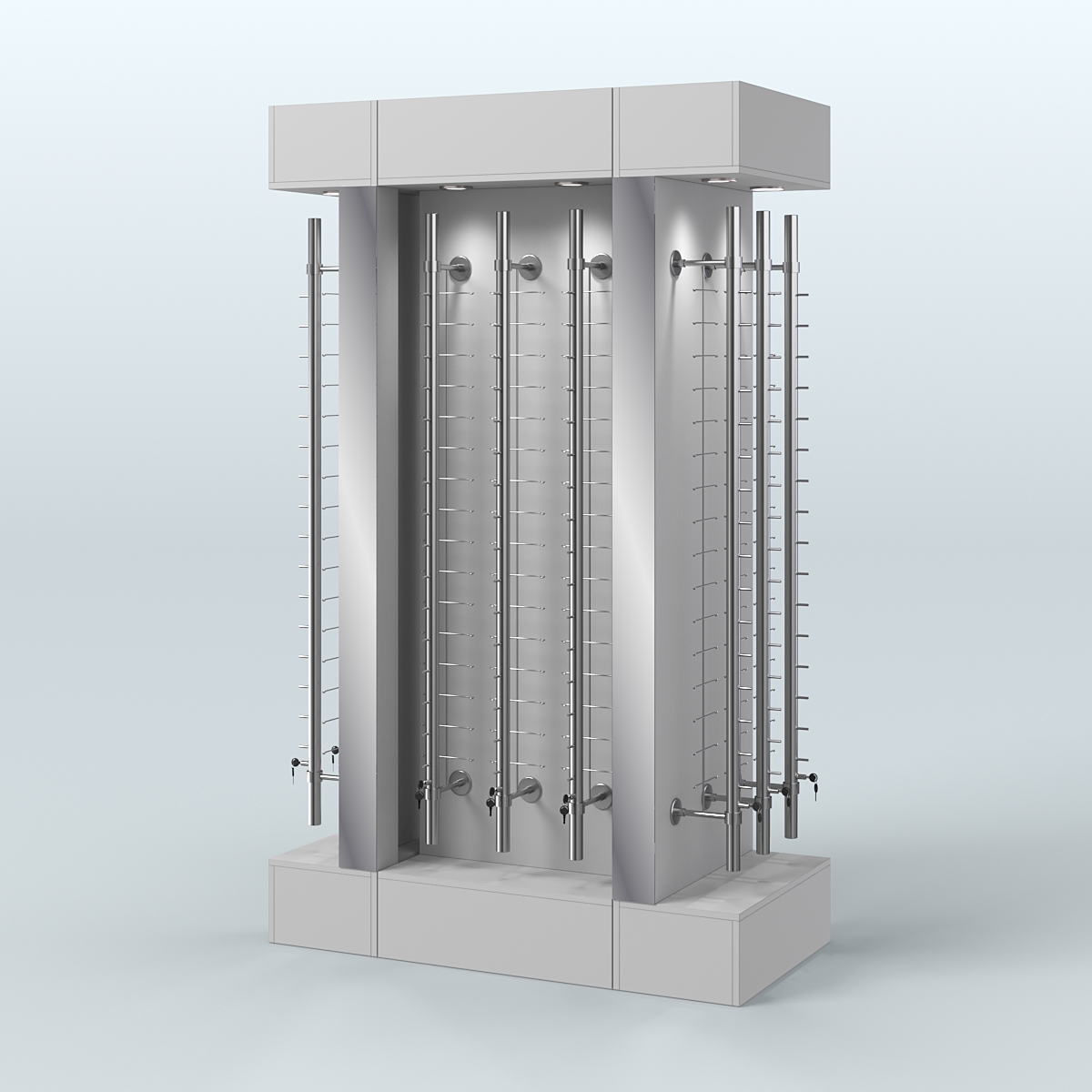 Комплект стеллажей из ДСП с подсветкой для продажи очков №1-а (З/Д) (с торцевыми зеркалами) Серый