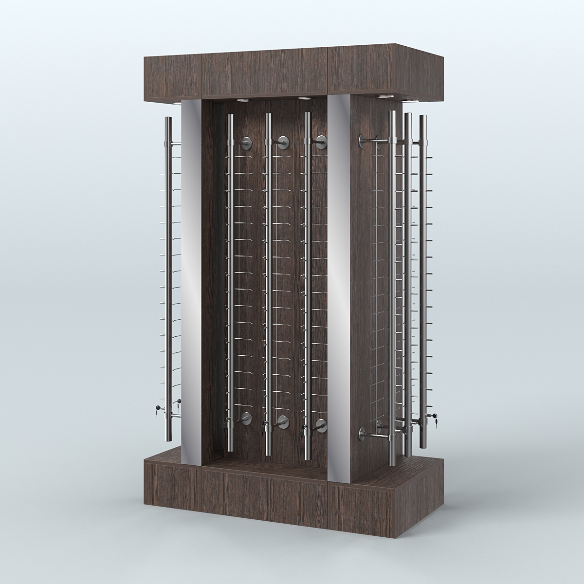 Комплект стеллажей из ДСП с подсветкой для продажи очков №1-а (З/Д) (с торцевыми зеркалами) Дуб Венге