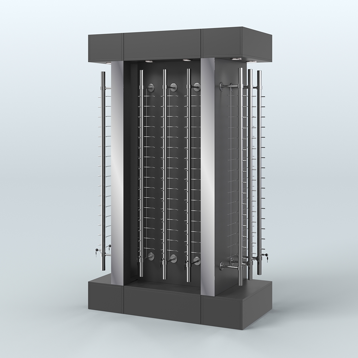 Комплект стеллажей из ДСП с подсветкой для продажи очков №1-а (З/Д) (с торцевыми зеркалами) Черный