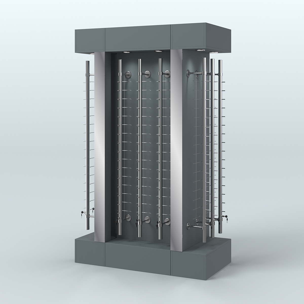 Комплект стеллажей из ДСП с подсветкой для продажи очков №1-а (З/Д) (с торцевыми зеркалами) Темно-Серый
