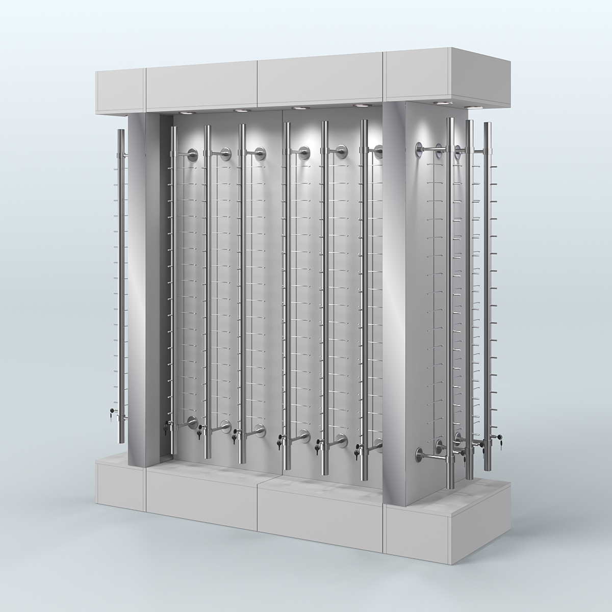 Комплект стеллажей из ДСП с подсветкой для продажи очков №1-б (З/Д) (с торцевыми зеркалами) Серый