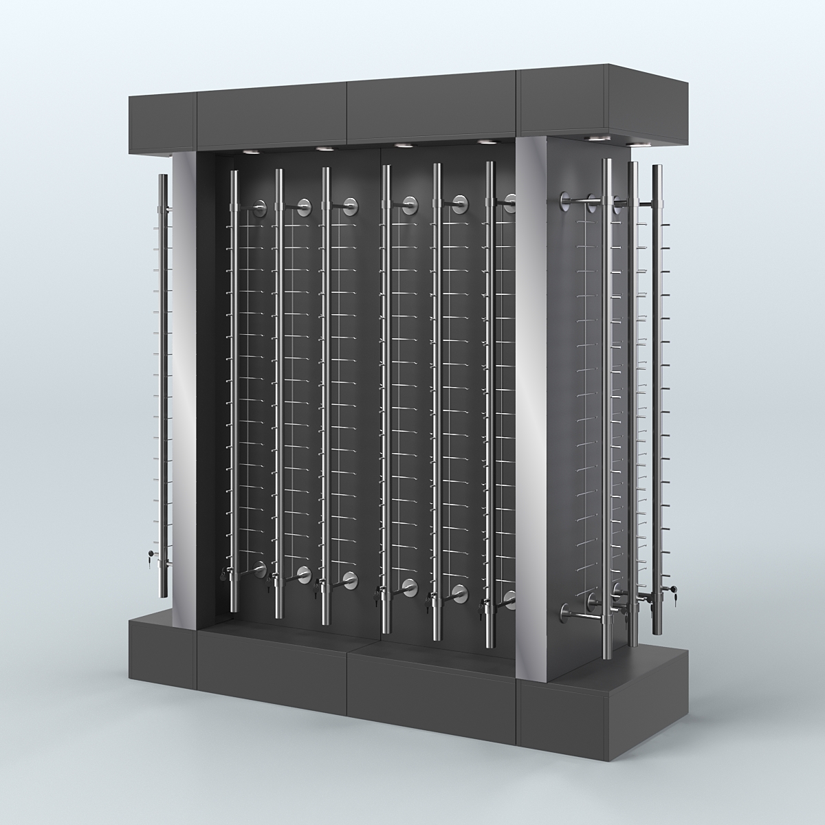 Комплект стеллажей из ДСП с подсветкой для продажи очков №1-б (З/Д) (с торцевыми зеркалами) Черный