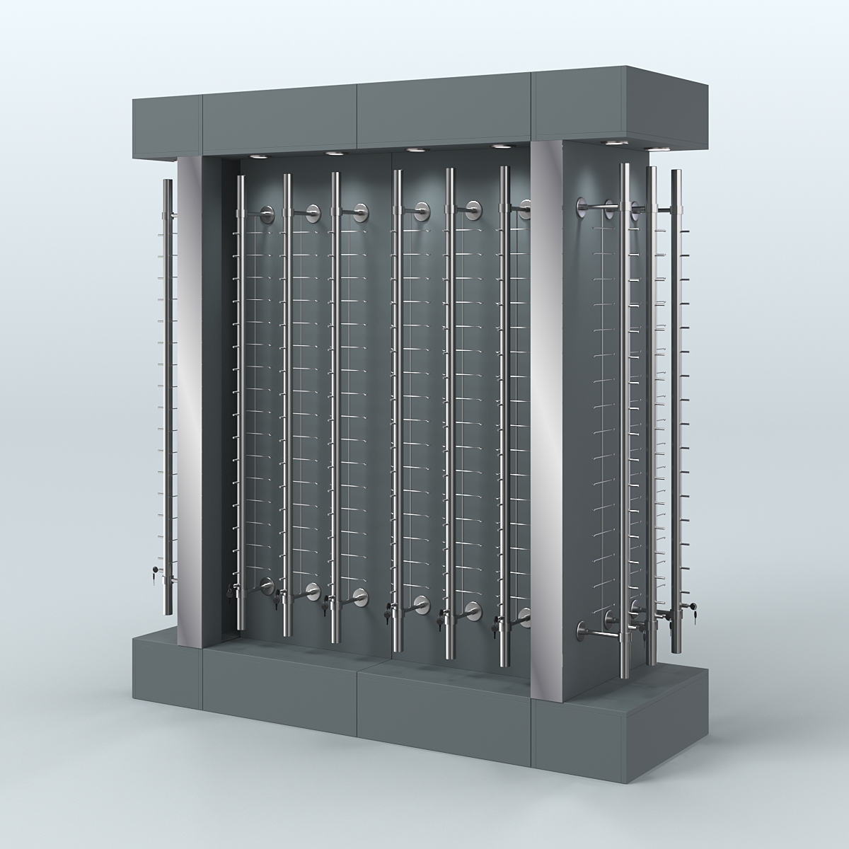 Комплект стеллажей из ДСП с подсветкой для продажи очков №1-б (З/Д) (с торцевыми зеркалами) Темно-Серый