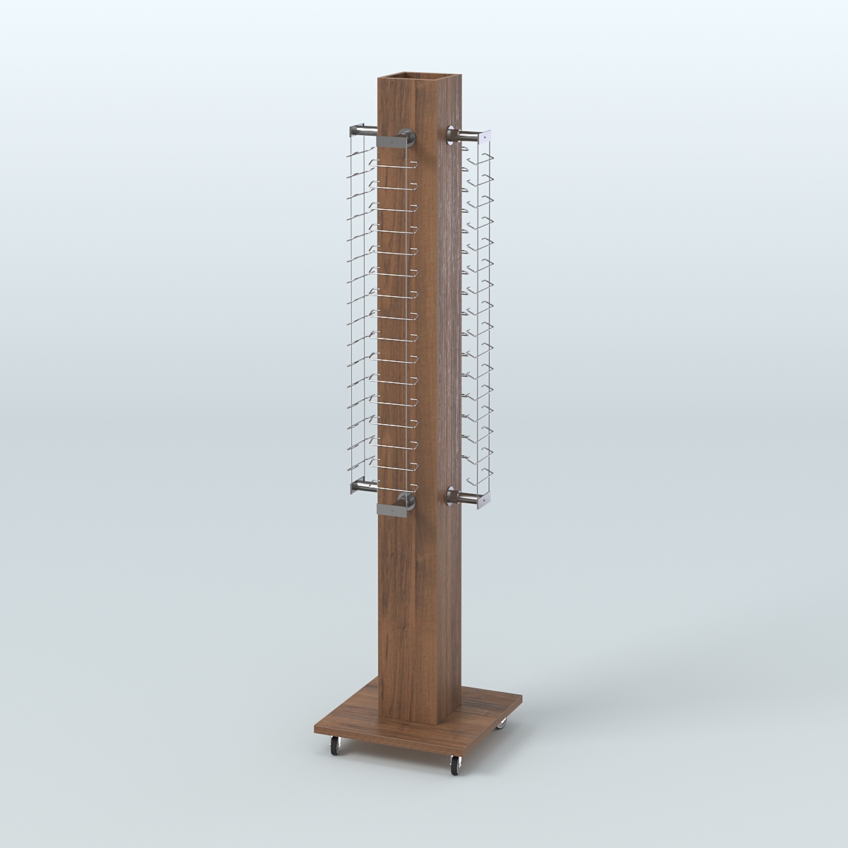 Островная торговая стойка из ДСП для продажи очков №2-Д24 открытого типа Орех