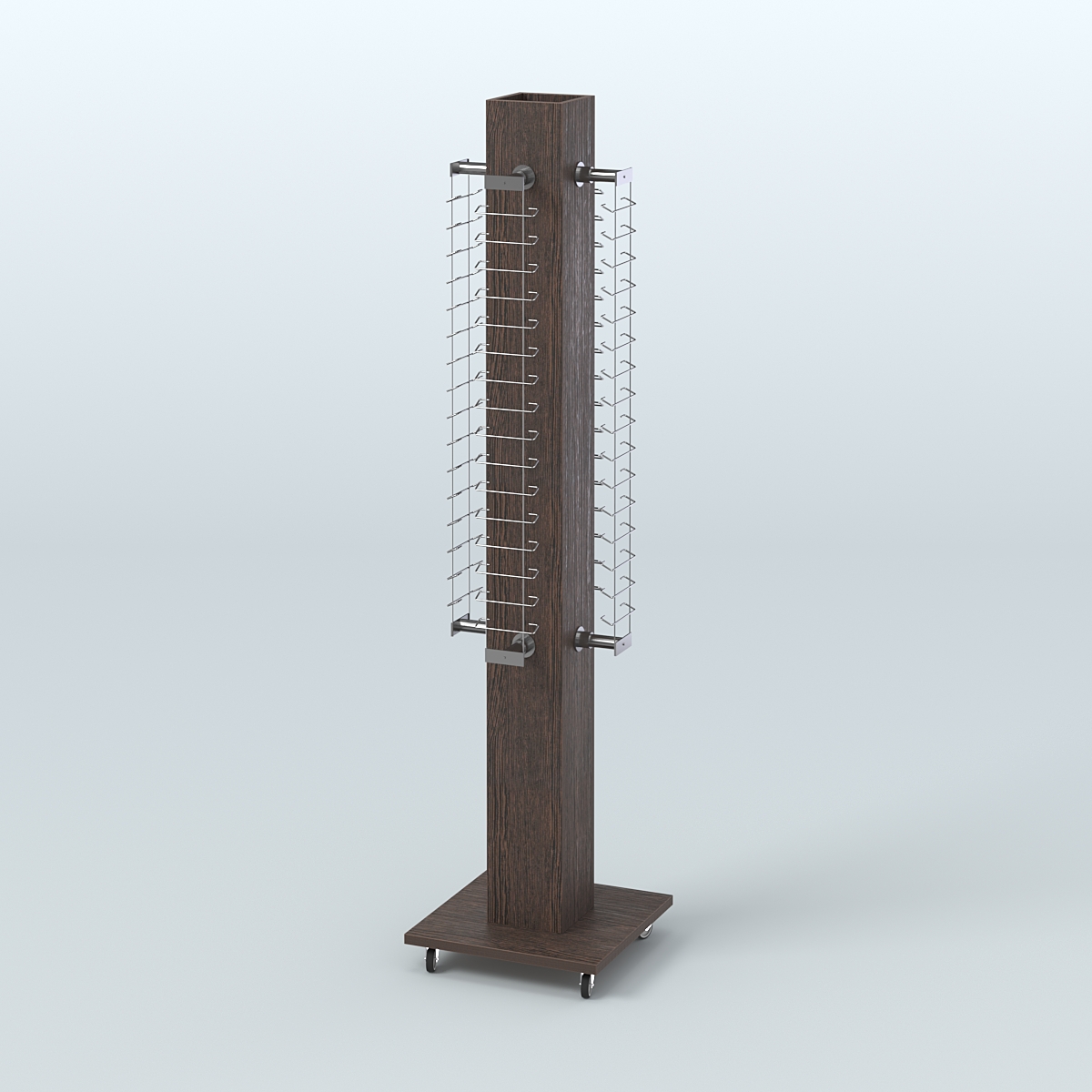 Островная торговая стойка из ДСП для продажи очков №2-Д24 открытого типа Дуб Венге