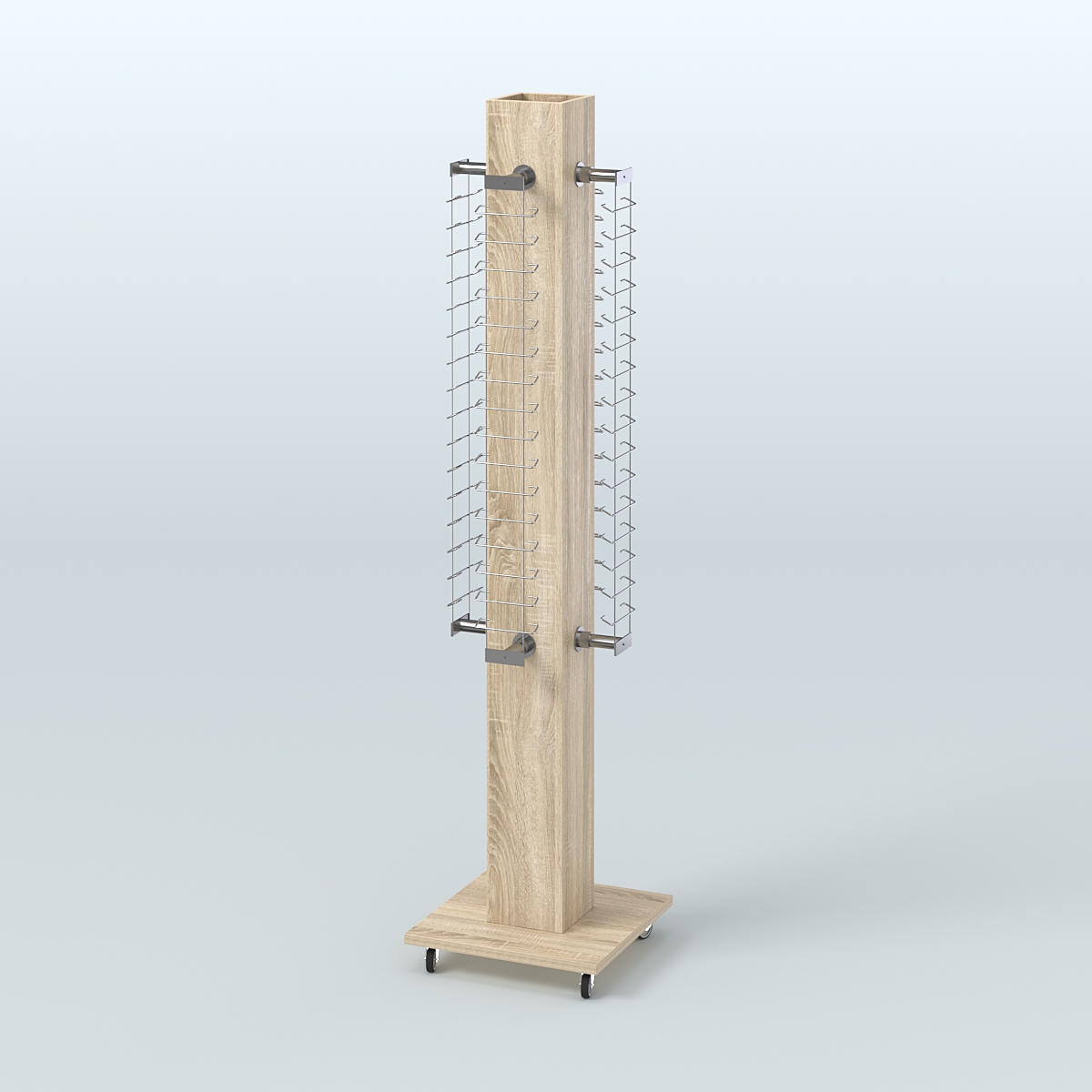 Островная торговая стойка из ДСП для продажи очков №2-Д24 открытого типа Дуб сонома