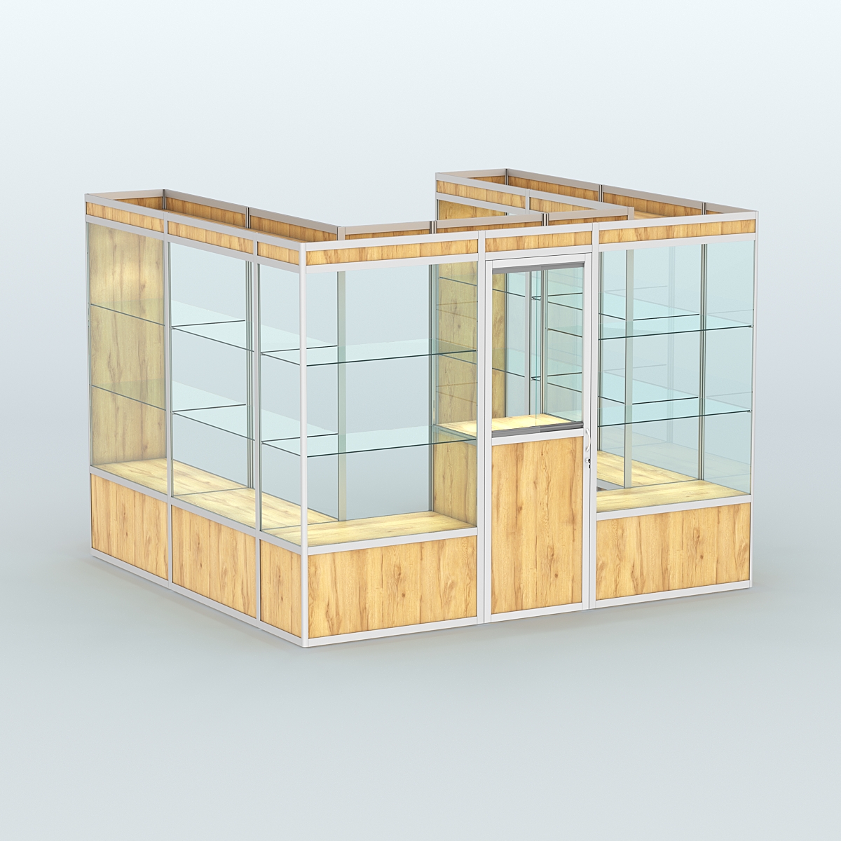 Павильон из профиля пристенный №5б (6,75 кв. м) Дуб Золотистый