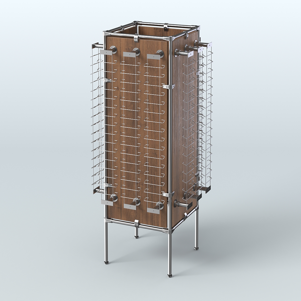 Напольная стойка Хром под очки №4-Д24 (открытого доступа) Орех