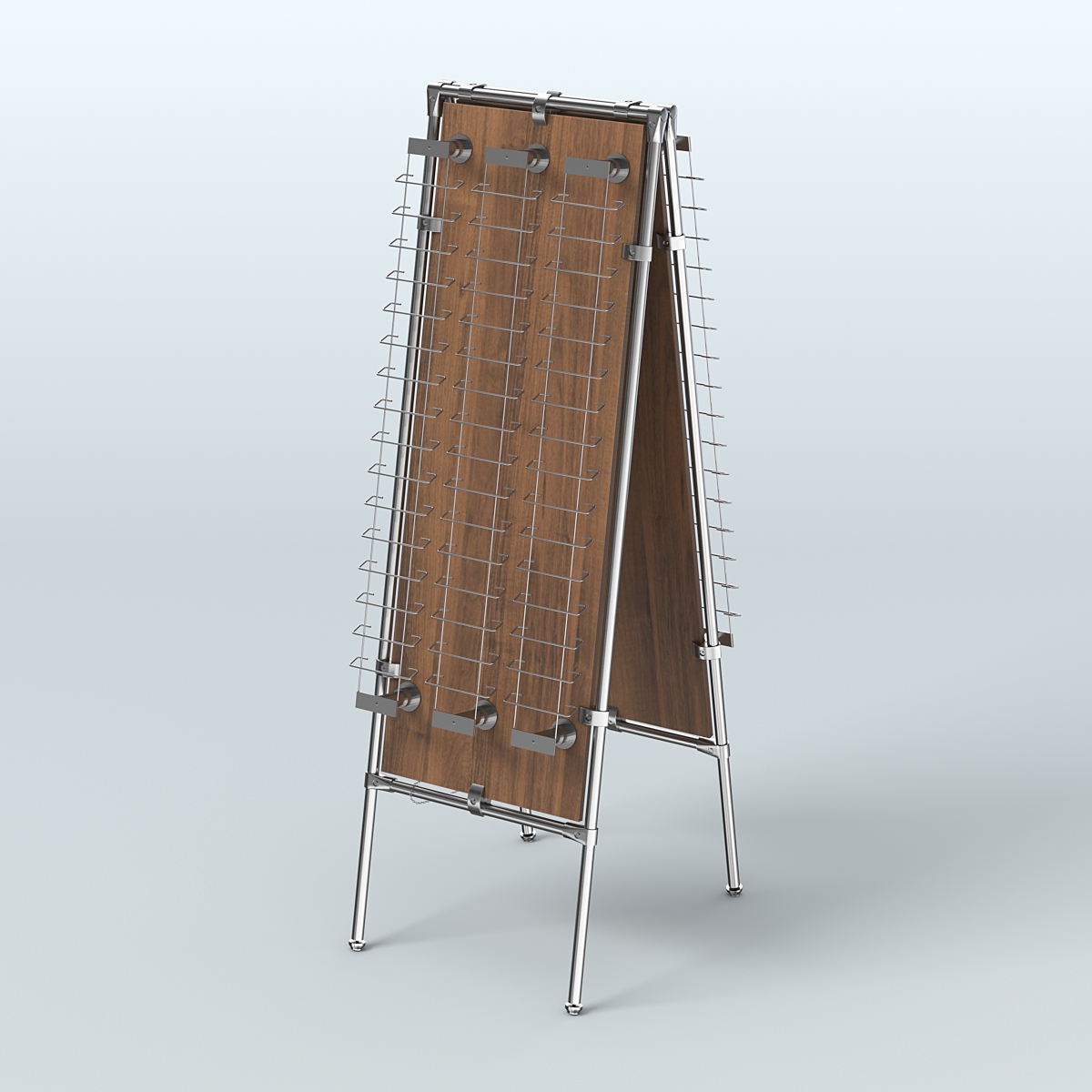 Напольная стойка Хром под очки №5-Д24 Шалаш (открытого доступа) Орех