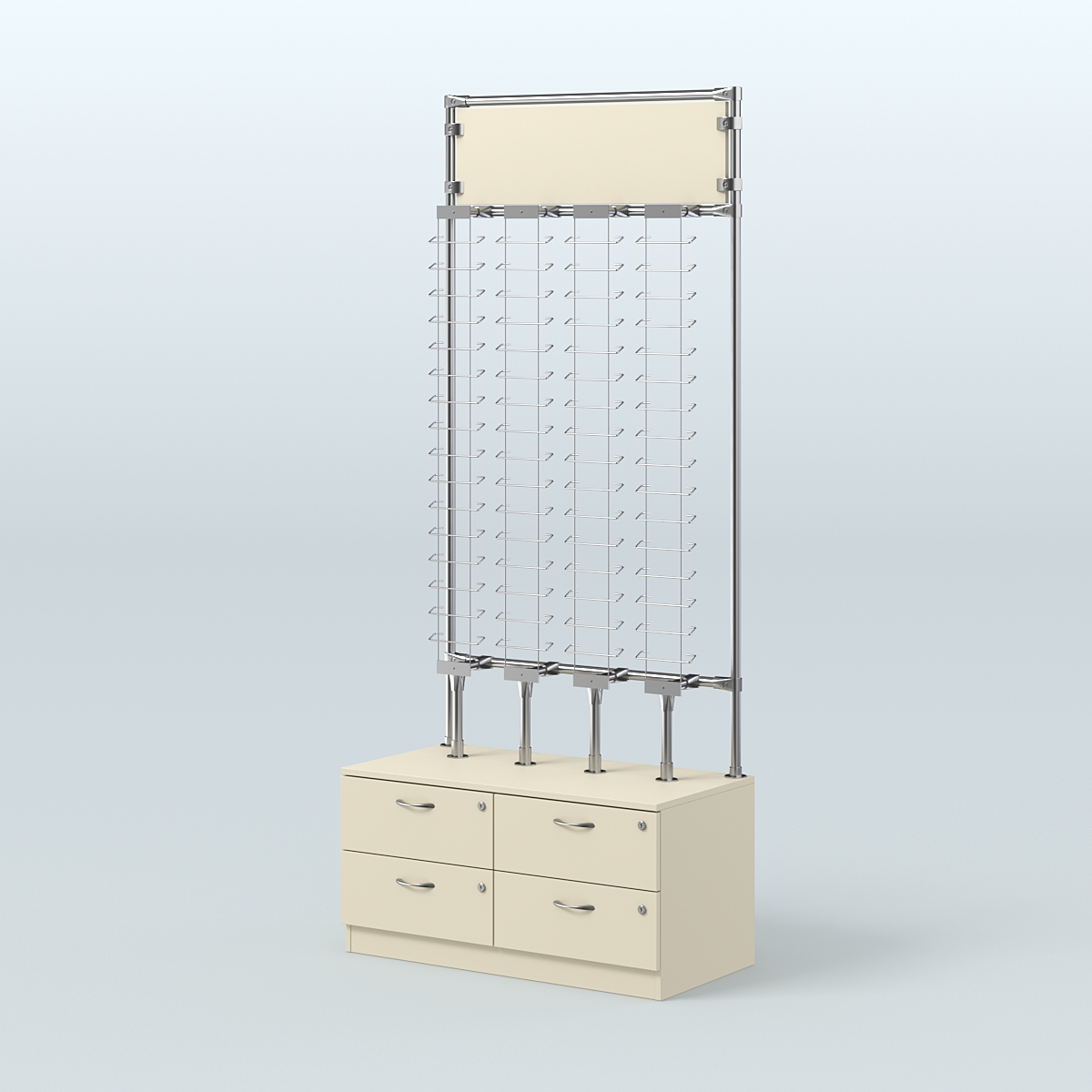 Торговая витрина для продажи очков без задней стенки №ВДПО-Т19-Д24 (открытый доступ) Крем Вайс