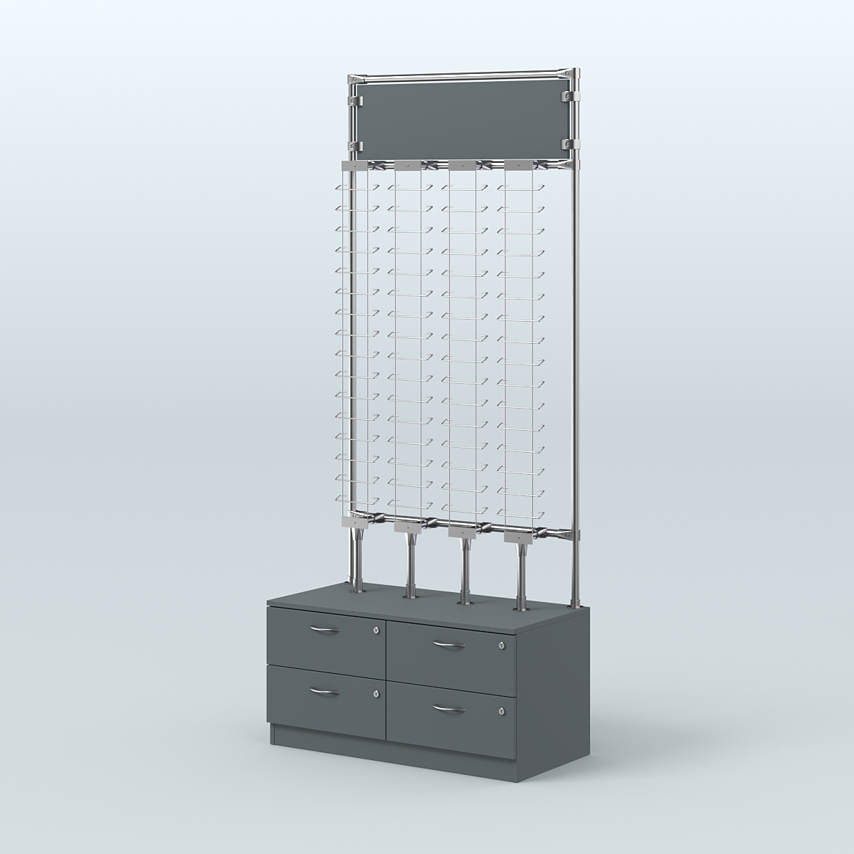 Торговая витрина для продажи очков без задней стенки №ВДПО-Т19-Д24 (открытый доступ) Темно-Серый