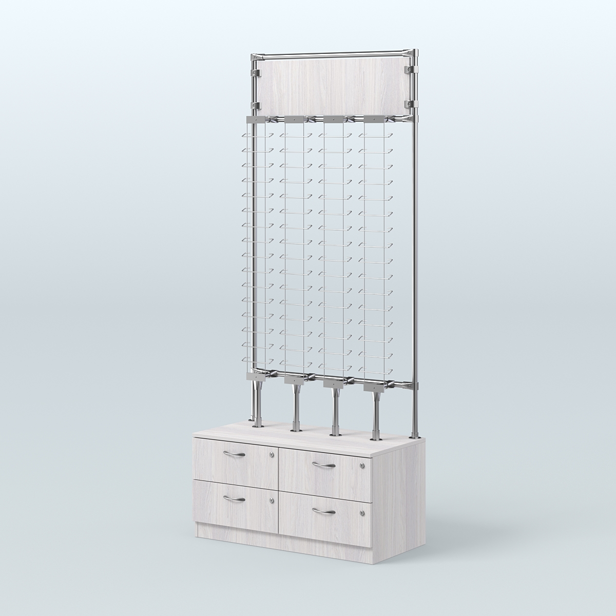 Торговая витрина для продажи очков без задней стенки №ВДПО-Т19-Д24 (открытый доступ) Ясень Анкор светлый