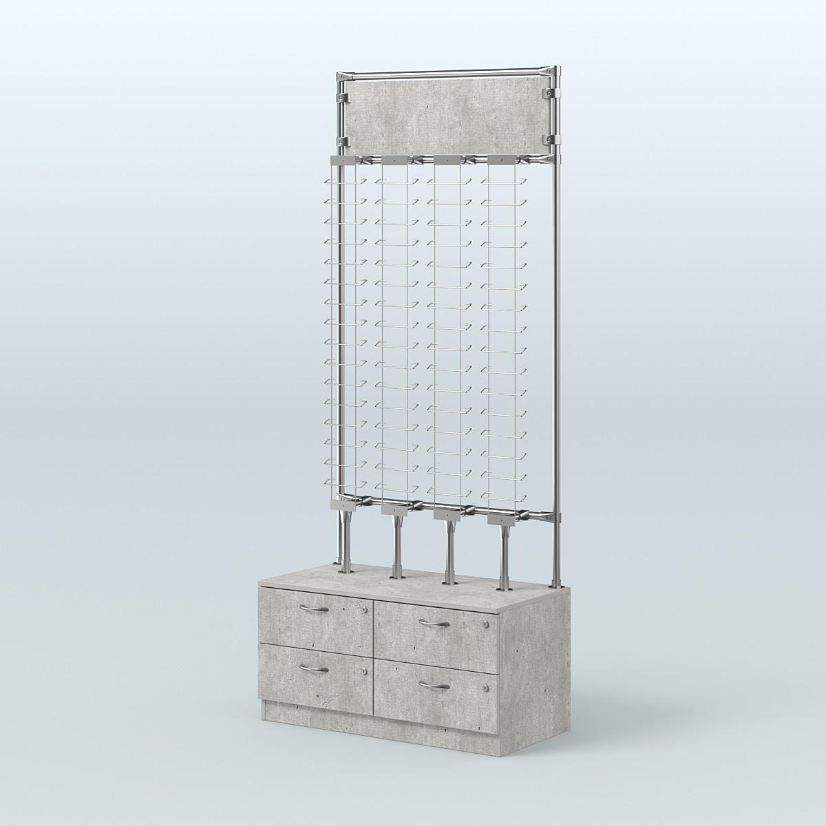 Торговая витрина для продажи очков без задней стенки №ВДПО-Т19-Д24 (открытый доступ) Метрополитан Грей