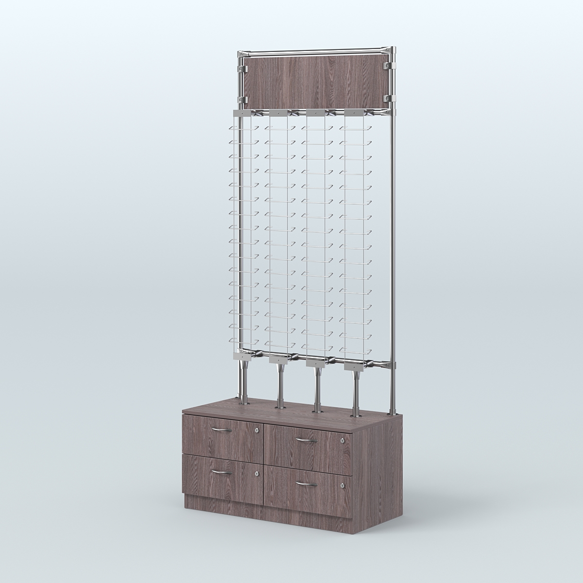 Торговая витрина для продажи очков без задней стенки №ВДПО-Т19-Д24 (открытый доступ) Ясень Анкор темный