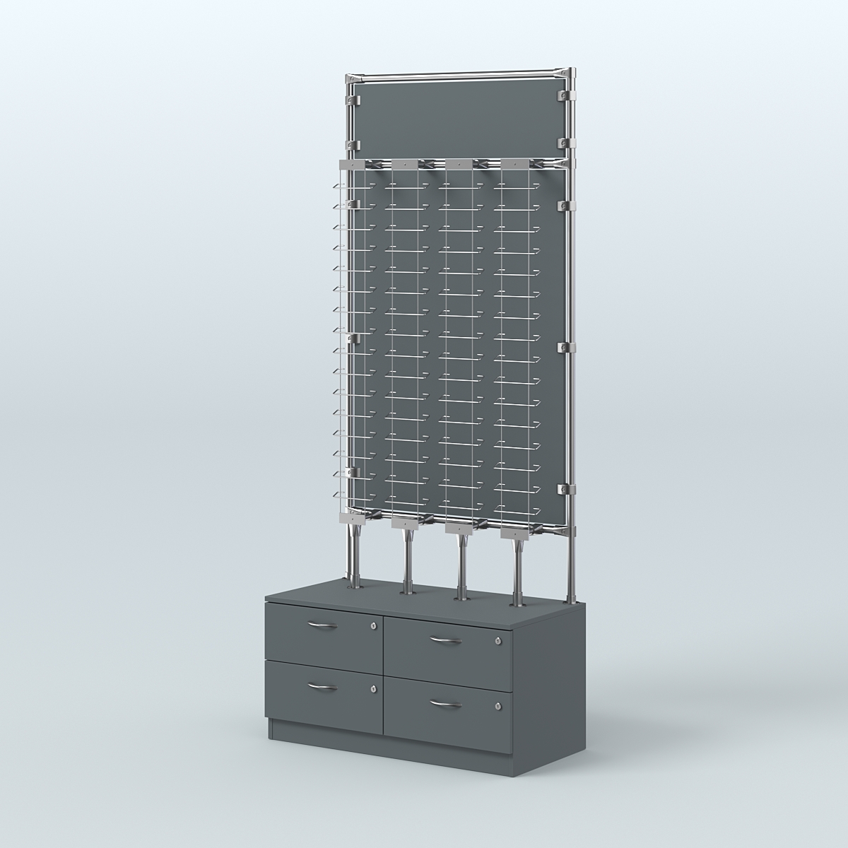 Торговая витрина для продажи очков №ВДПО-Т19-Д24 З/С-ДСП (открытый доступ) Темно-Серый