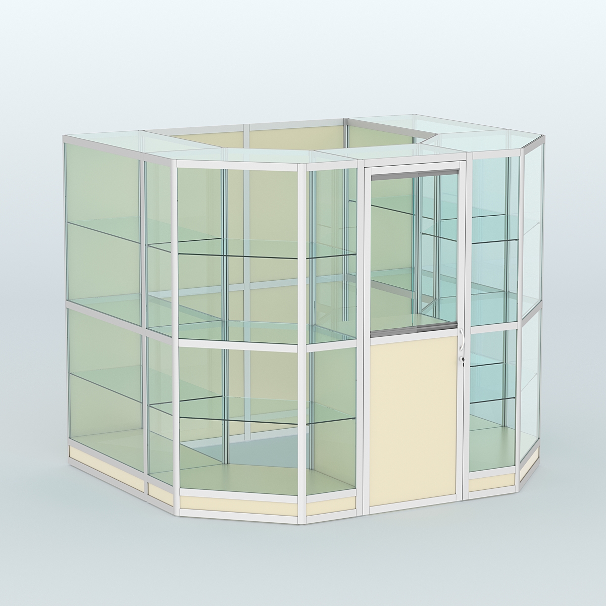 Павильон из профиля пристенный №7г (4,32 кв. м) Крем Вайс