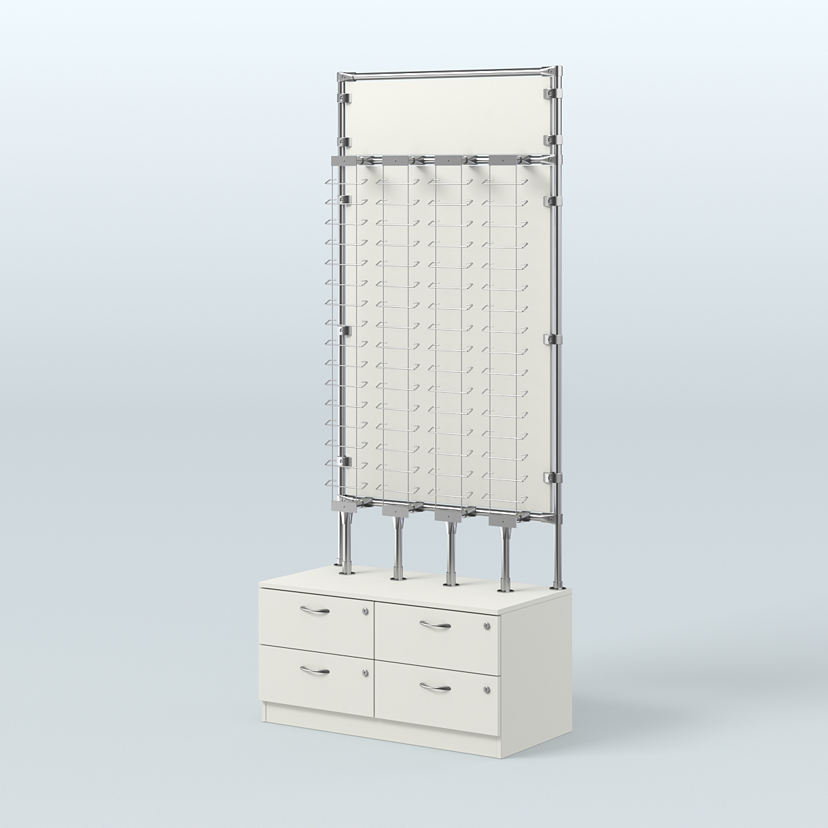 Торговая витрина для продажи очков №ВДПО-Т19-Д24, З/С - зеркало (открытый доступ) Белый