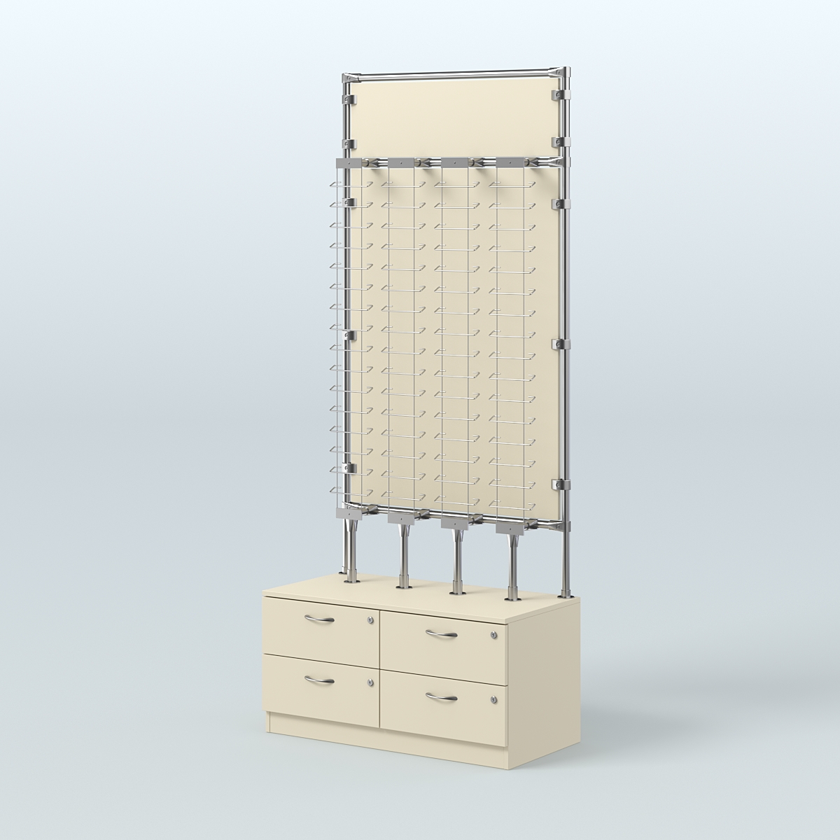 Торговая витрина для продажи очков №ВДПО-Т19-Д24, З/С - зеркало (открытый доступ) Крем Вайс