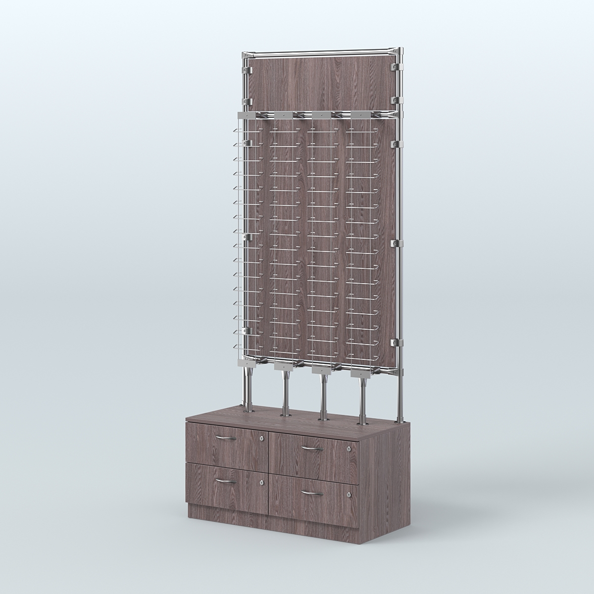 Торговая витрина для продажи очков №ВДПО-Т19-Д24, З/С - зеркало (открытый доступ) Ясень Анкор темный