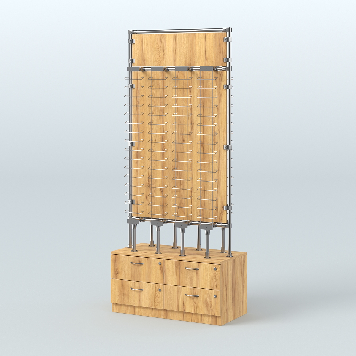 Островная двусторонняя витрина для продажи очков №ВДПО-ОД-Т19-Д24 З/С-ДСП (открытый доступ) Дуб Золотистый