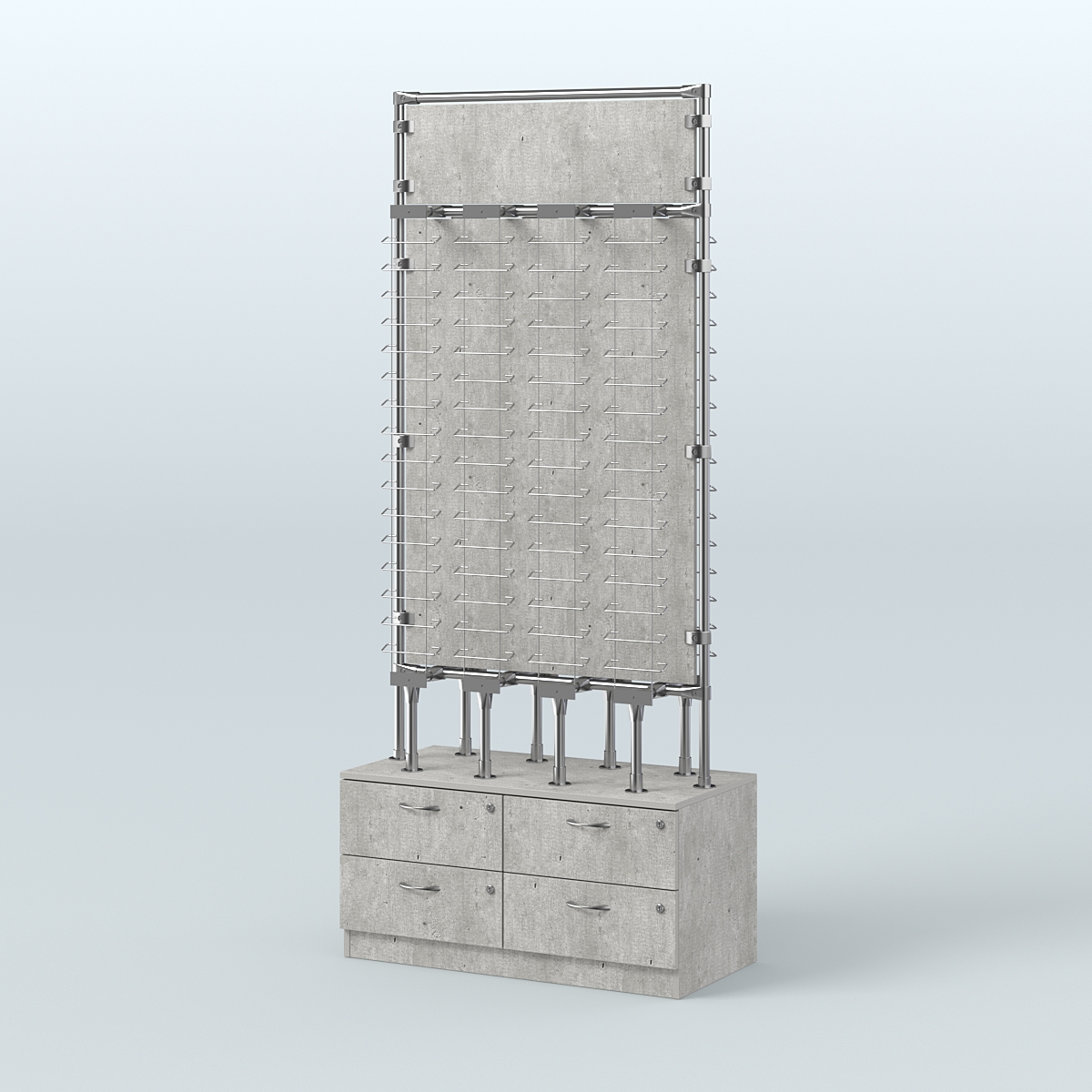 Островная двусторонняя витрина для продажи очков №ВДПО-ОД-Т19-Д24 З/С-ДСП (открытый доступ) Метрополитан Грей