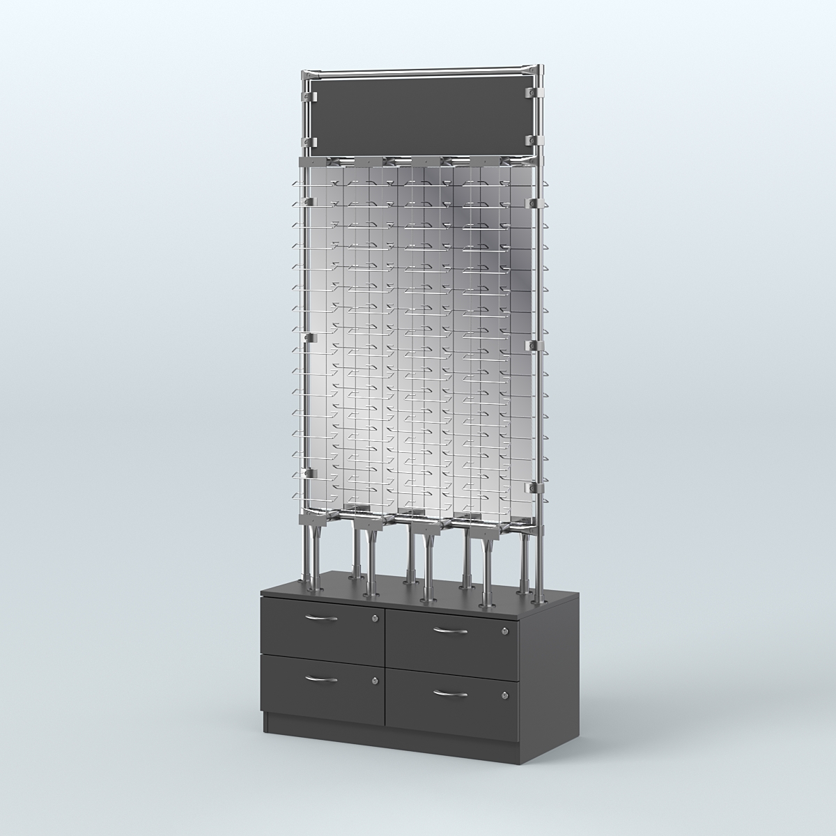 Островная двусторонняя витрина для продажи очков №ВДПО-ОД-Т19-Д24, З/С - зеркало (открытый доступ) Черный