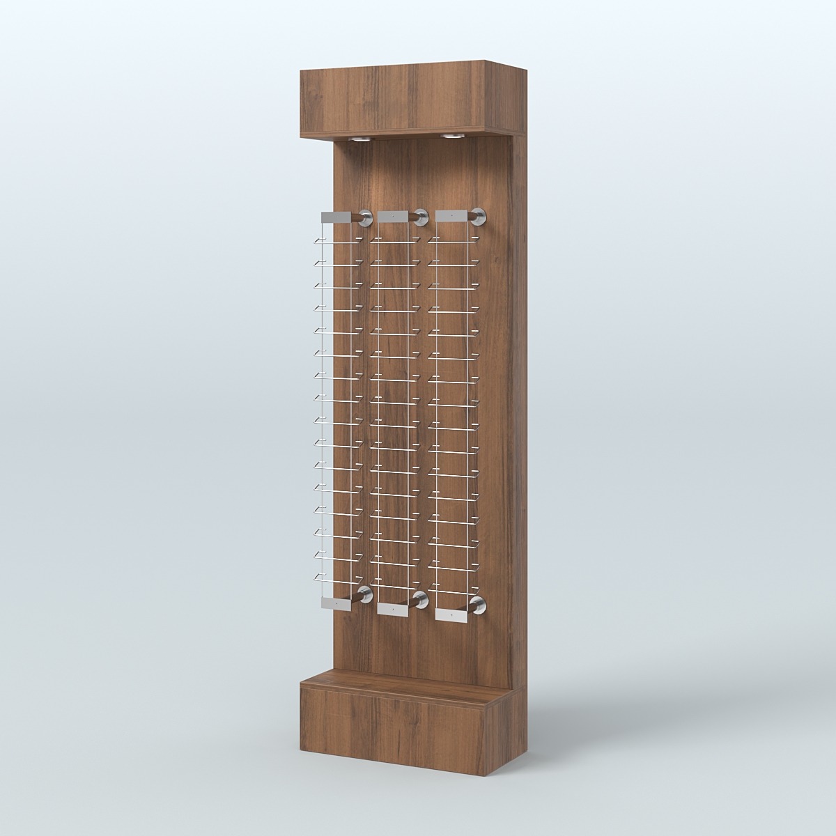 Стенд из ДСП с подсветкой для продажи очков №2-Д24 (откр. доступ) Орех